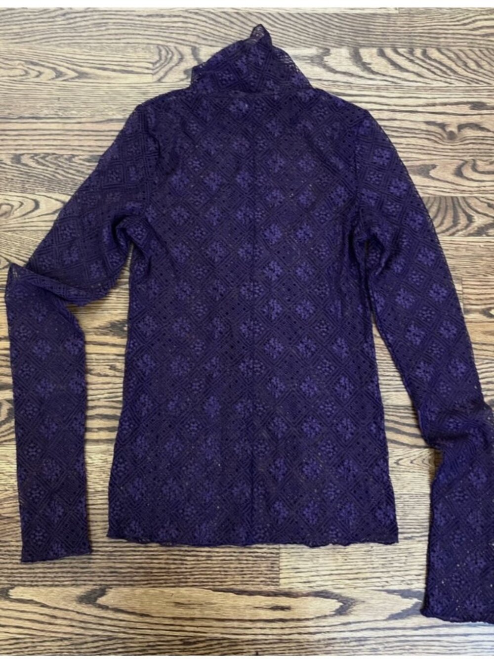 Intimately Free People Lace Turtleneck Top SMALL Maroon Sheer Sweet Memories